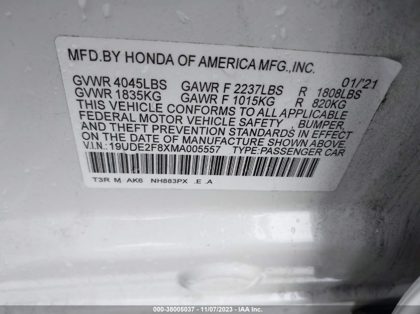 2021 ACURA ILX PREMIUM   A-SPEC - 19UDE2F8XMA005557