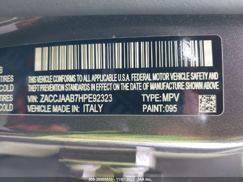 2017 JEEP RENEGADE SPORT - ZACCJAAB7HPE92323