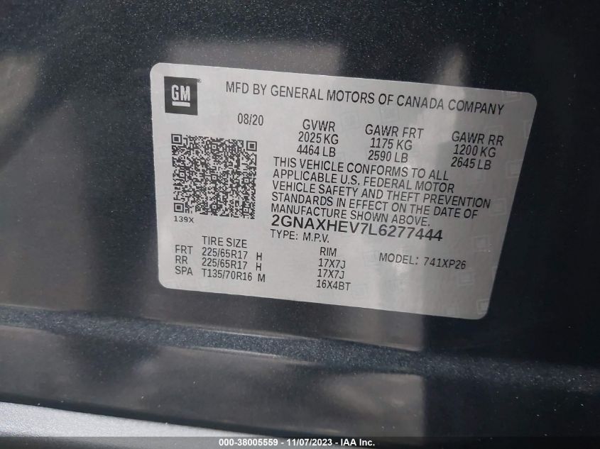 2020 CHEVROLET EQUINOX LS - 2GNAXHEV7L6277444