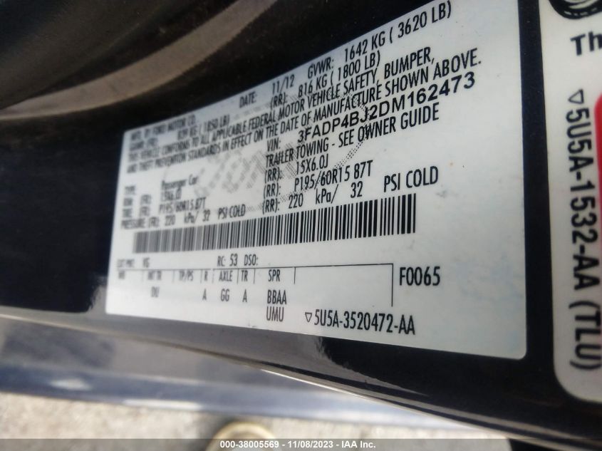 2013 FORD FIESTA SE - 3FADP4BJ2DM162473
