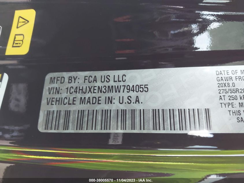 2021 JEEP WRANGLER UNLIMITED SAHARA - 1C4HJXEN3MW794055