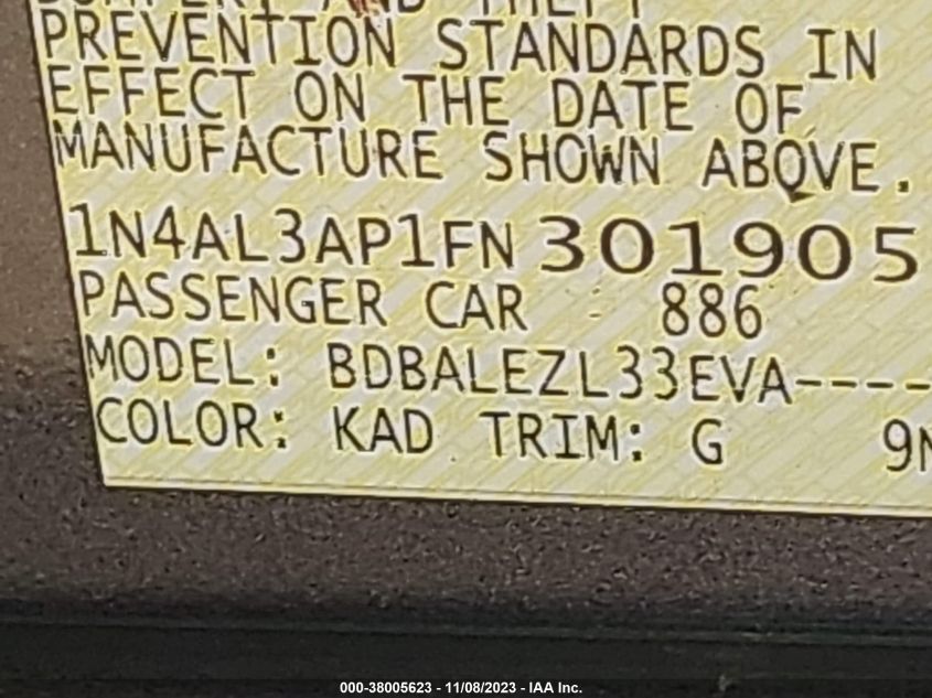 2015 NISSAN ALTIMA 2.5 S - 1N4AL3AP1FN301905
