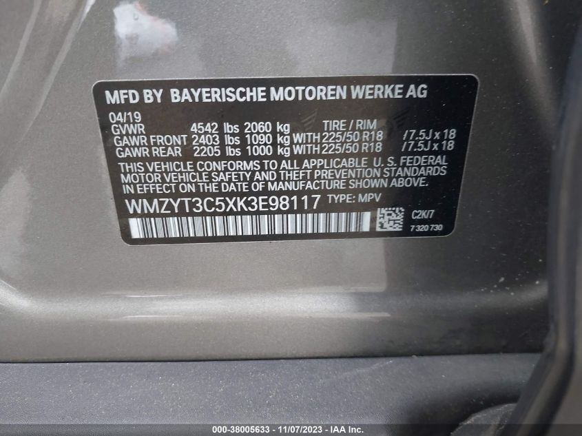 2019 MINI COUNTRYMAN COOPER S WMZYT3C5XK3E98117