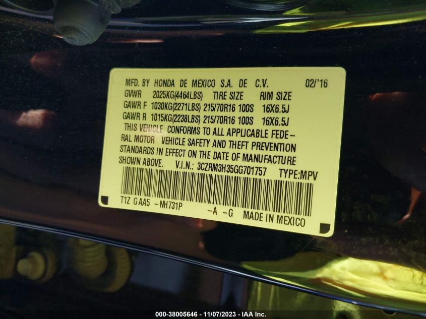 2016 HONDA CR-V LX - 3CZRM3H35GG701757