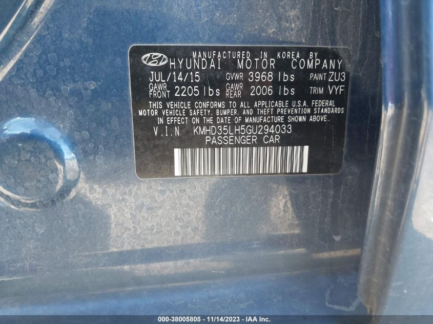 2016 HYUNDAI ELANTRA GT - KMHD35LH5GU294033