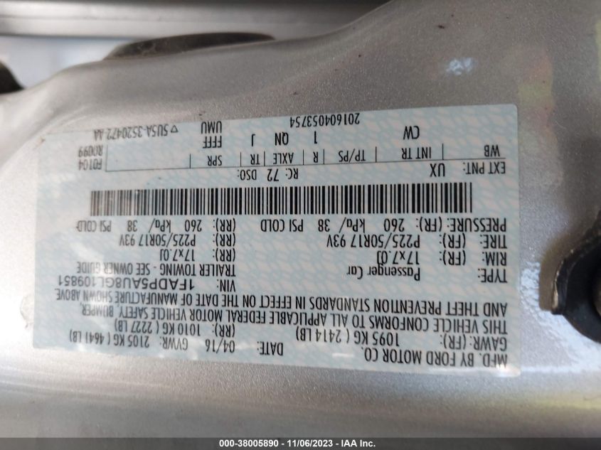 2016 FORD C-MAX HYBRID SE - 1FADP5AU8GL109851