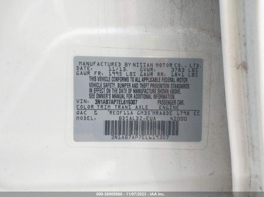 2014 NISSAN SENTRA SV - 3N1AB7AP7EL619307