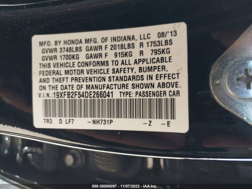 2013 HONDA CIVIC LX - 19XFB2F54DE266041
