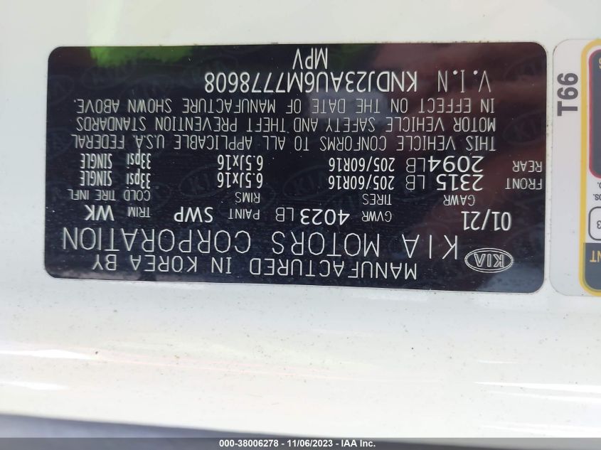 2021 KIA SOUL S - KNDJ23AU6M7778608