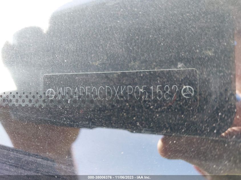 2019 MERCEDES-BENZ SPRINTER VAN WD4PF0CDXKP051582