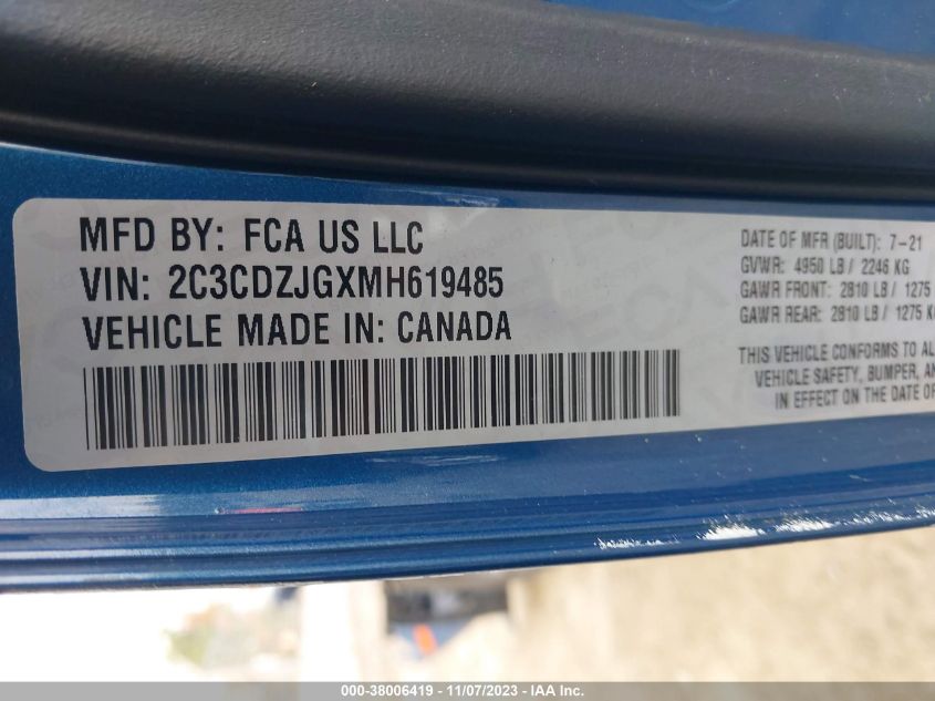 2021 DODGE CHALLENGER GT - 2C3CDZJGXMH619485