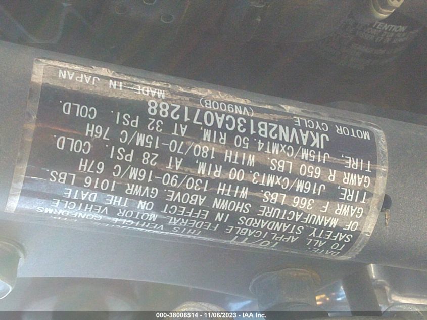 2012 KAWASAKI VN900 B - JKAVN2B13CA071288