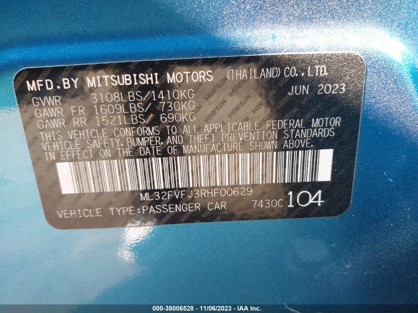 2024 MITSUBISHI MIRAGE G4 SE - ML32FVFJ3RHF00629