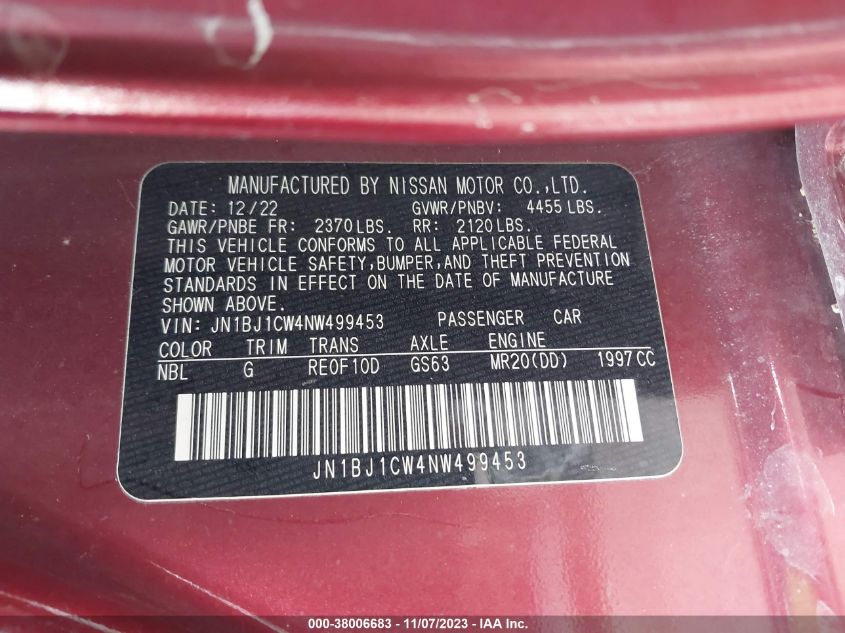 2022 NISSAN ROGUE SPORT SL - JN1BJ1CW4NW499453