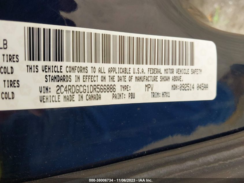 2013 DODGE GRAND CARAVAN SXT - 2C4RDGCG1DR566886