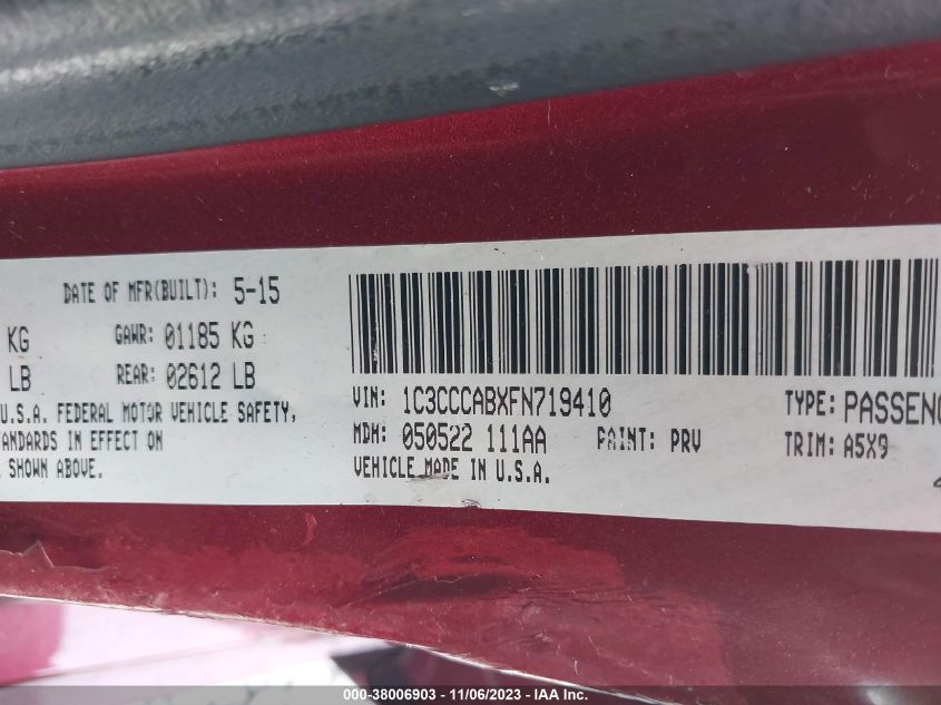 2015 CHRYSLER 200 LIMITED - 1C3CCCABXFN719410