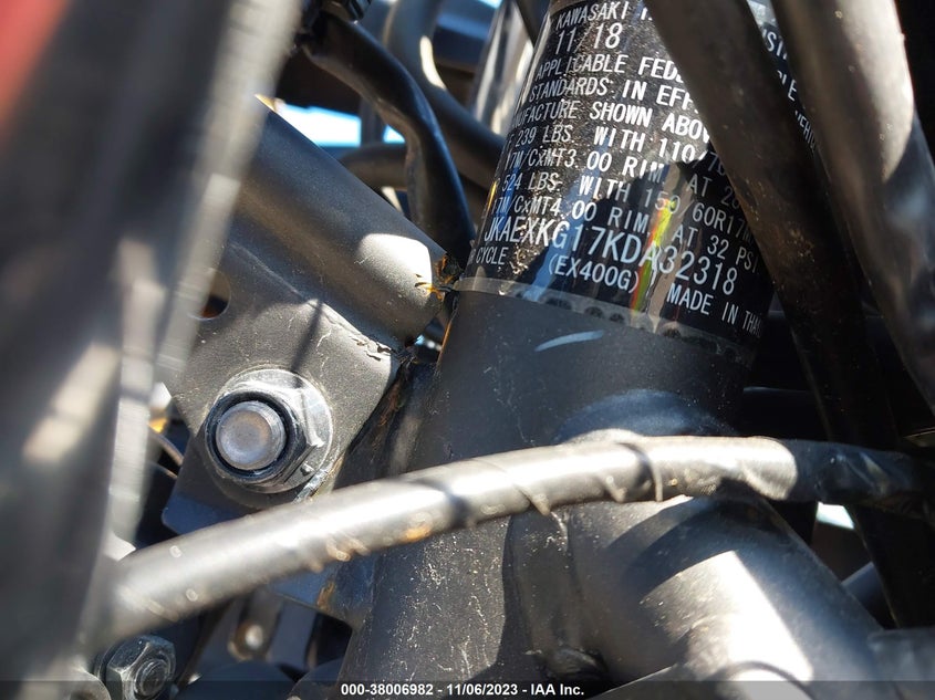 VIN JKAEXKG17KDA32318 2019 KAWASAKI EX400