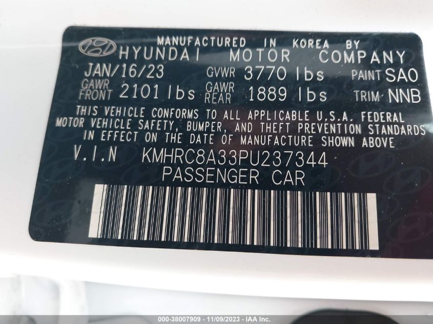 2023 HYUNDAI VENUE SEL/LIMITED - KMHRC8A33PU237344