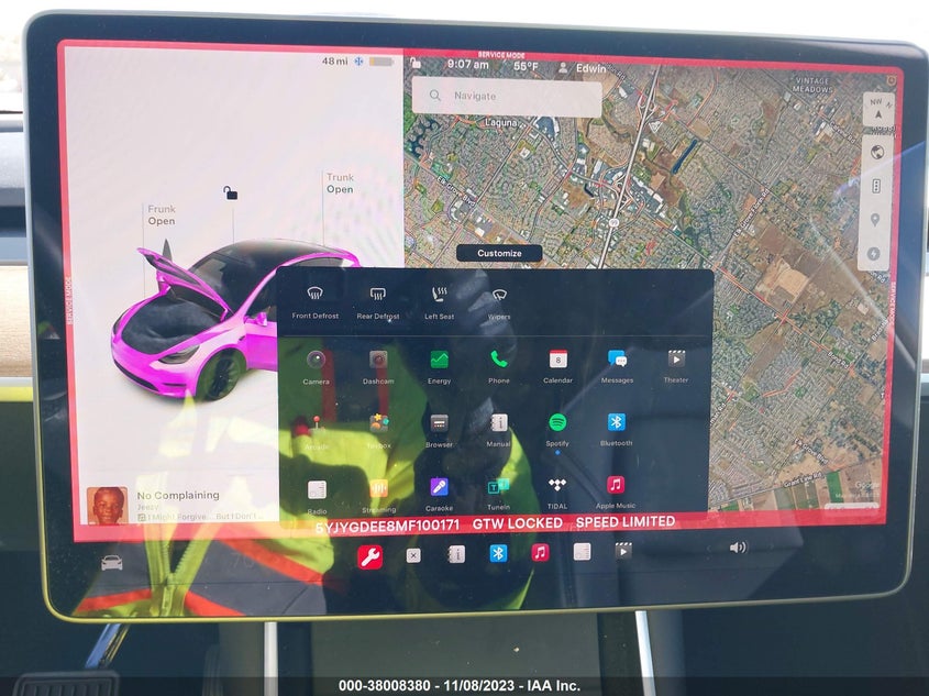 VIN 5YJYGDEE8MF100171 2021 TESLA MODEL Y