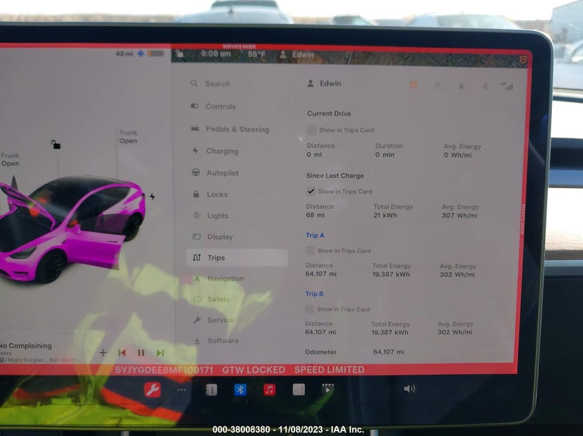 VIN 5YJYGDEE8MF100171 2021 TESLA MODEL Y