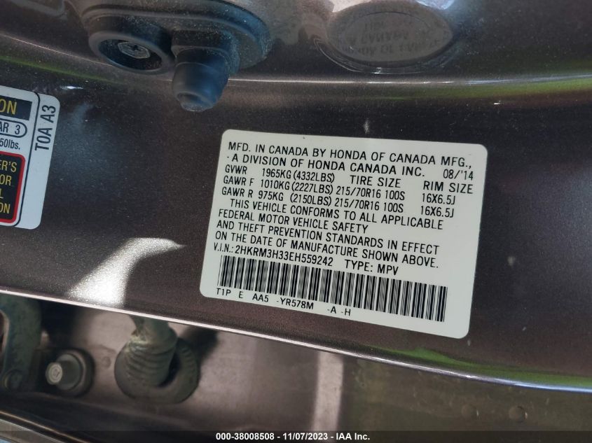 2014 HONDA CR-V LX - 2HKRM3H33EH559242
