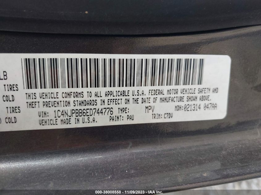 2014 JEEP PATRIOT SPORT - 1C4NJPBB6ED744776