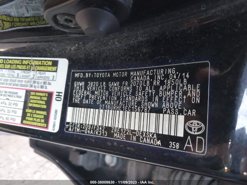 2014 TOYOTA COROLLA S PLUS - 2T1BURHE1EC156787