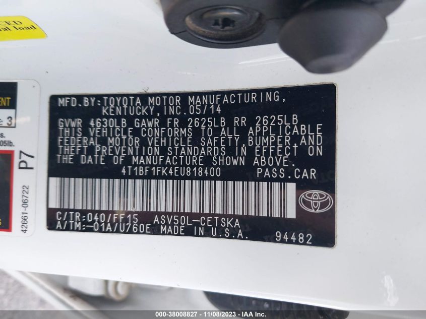 2014 TOYOTA CAMRY SE - 4T1BF1FK4EU818400