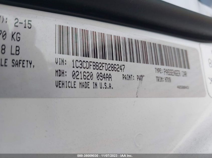 2015 DODGE DART SXT - 1C3CDFBB2FD286247