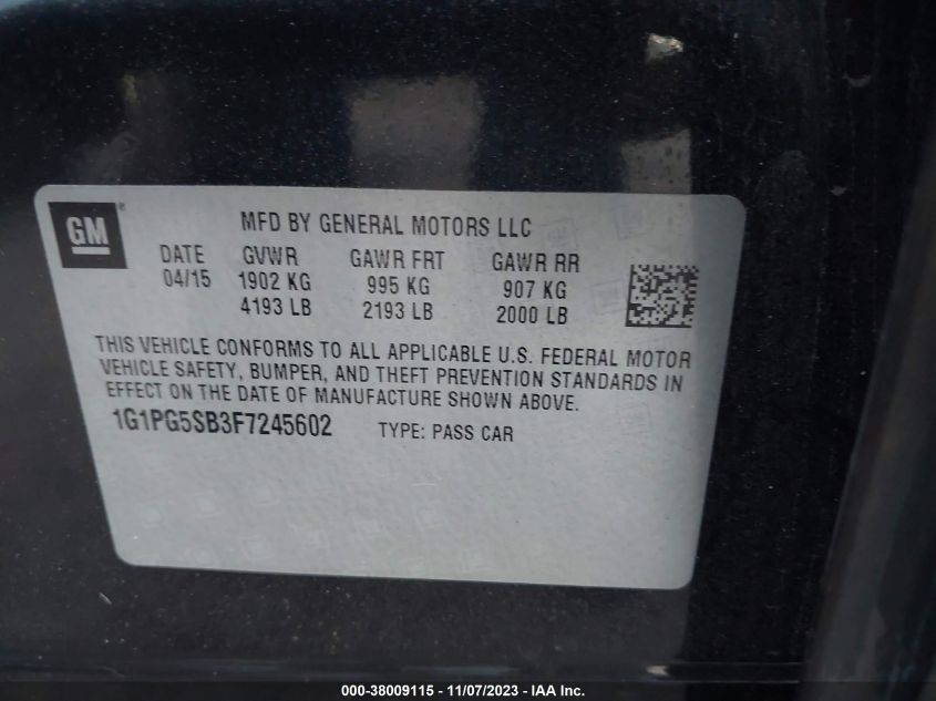 2015 CHEVROLET CRUZE LTZ - 1G1PG5SB3F7245602