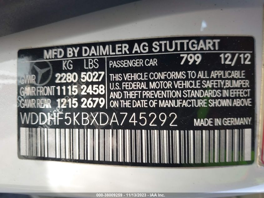 2013 MERCEDES-BENZ E-CLASS E 350 - WDDHF5KBXDA745292