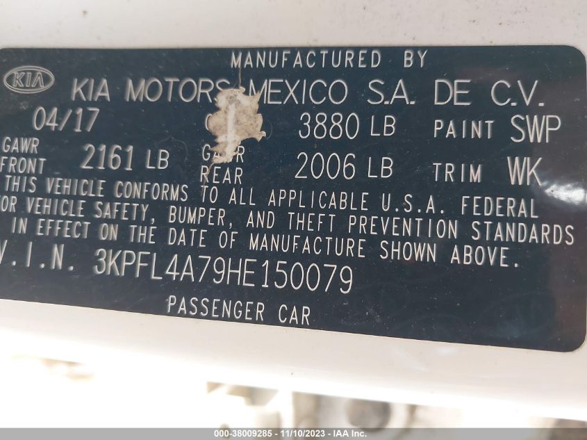 2017 KIA FORTE LX - 3KPFL4A79HE150079