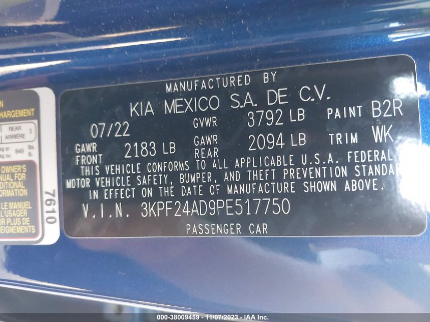 2023 KIA FORTE LX/LXS - 3KPF24AD9PE517750