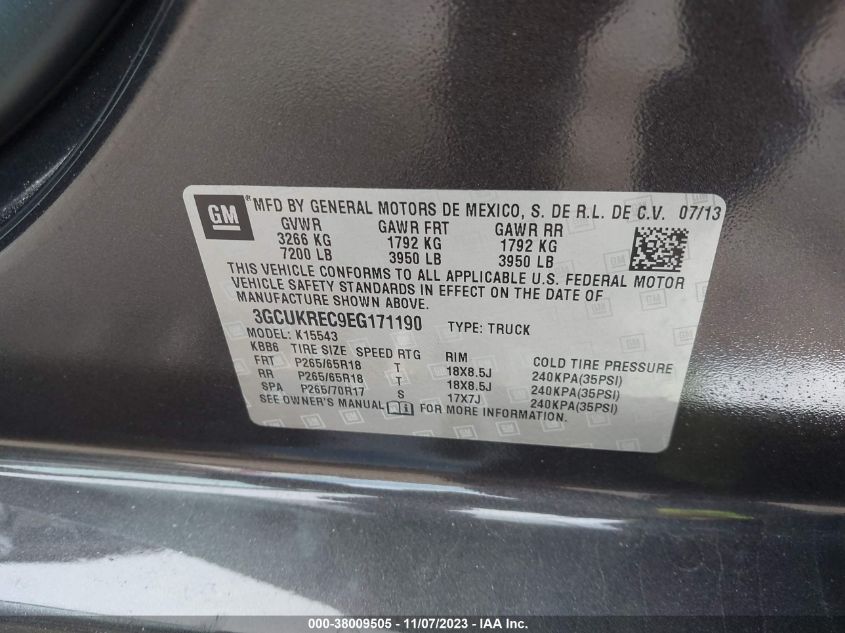 2014 CHEVROLET SILVERADO 1500 1LT - 3GCUKREC9EG171190