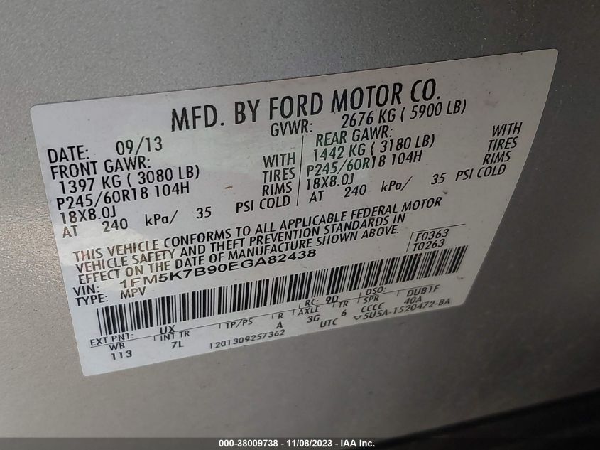 2014 FORD EXPLORER BASE - 1FM5K7B90EGA82438