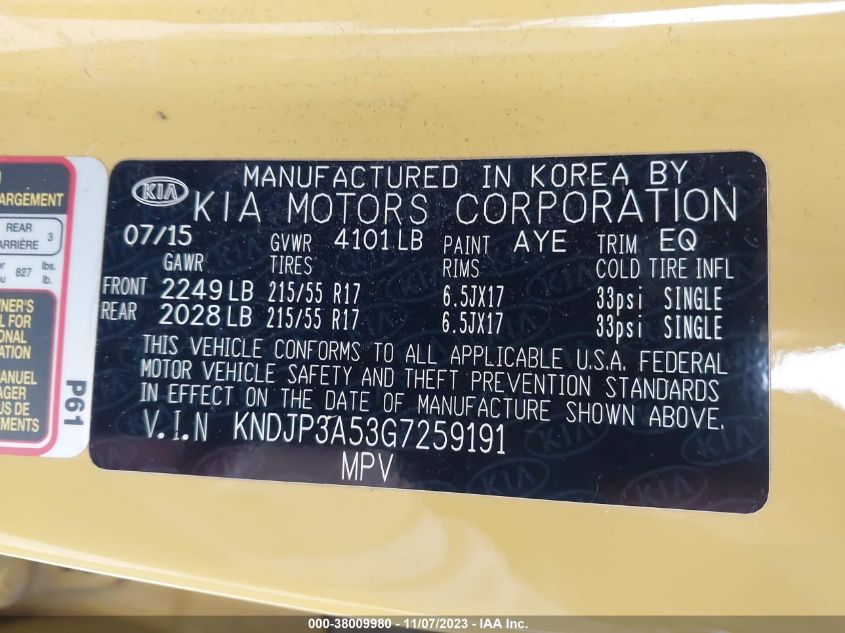 2016 KIA SOUL + - KNDJP3A53G7259191