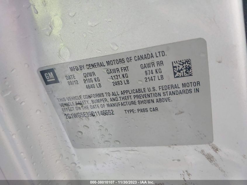 2013 CHEVROLET IMPALA LT - 2G1WG5E39D1146552