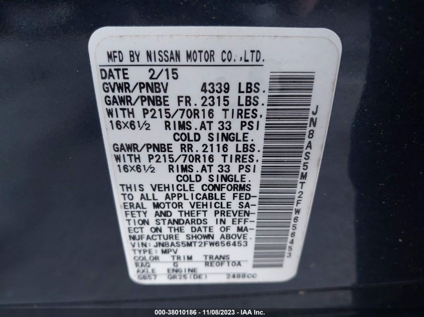 2015 NISSAN ROGUE SELECT S - JN8AS5MT2FW656453