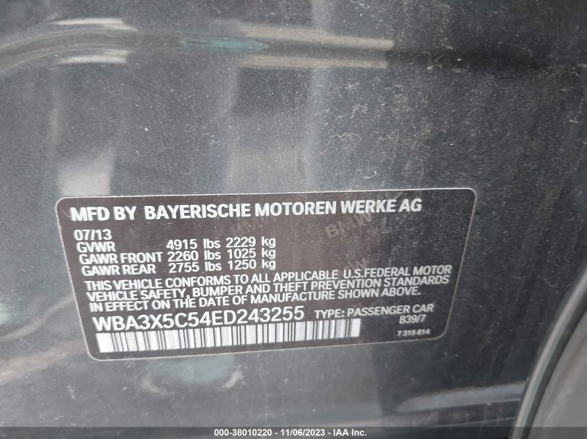 2014 BMW 328I GRAN TURISMO XDRIVE WBA3X5C54ED243255