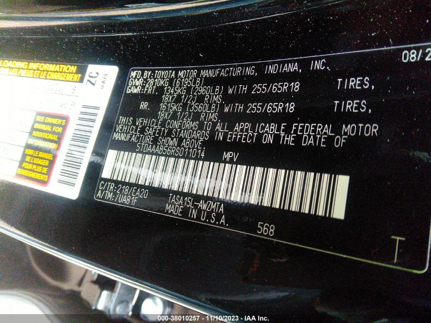 2024 TOYOTA GRAND HIGHLANDER XLE 5TDAAAB56RS011014