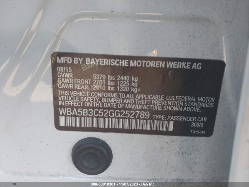 2016 BMW 535I XDRIVE - WBA5B3C52GG252789