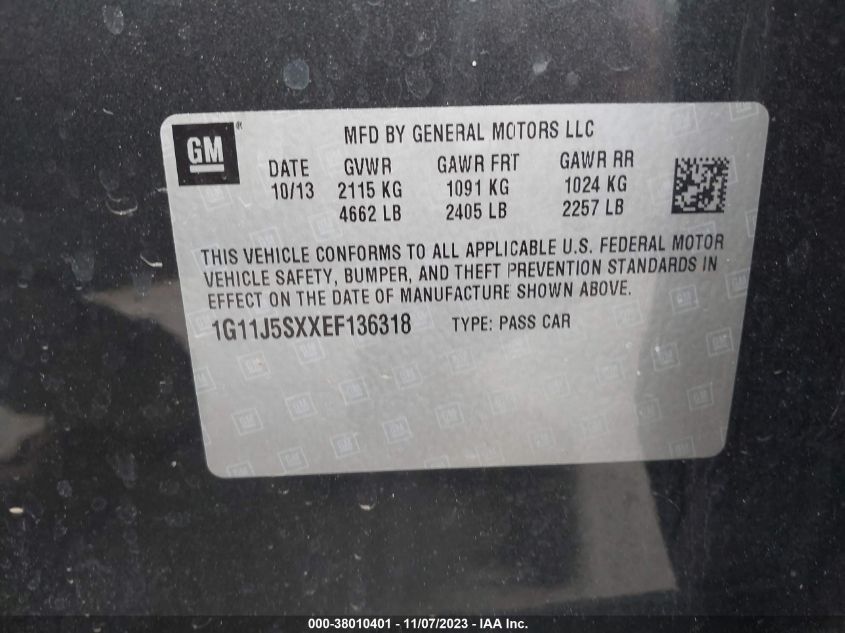 2014 CHEVROLET MALIBU LTZ - 1G11J5SXXEF136318