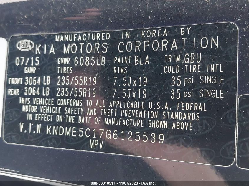 2016 KIA SEDONA SX-L - KNDME5C17G6125539