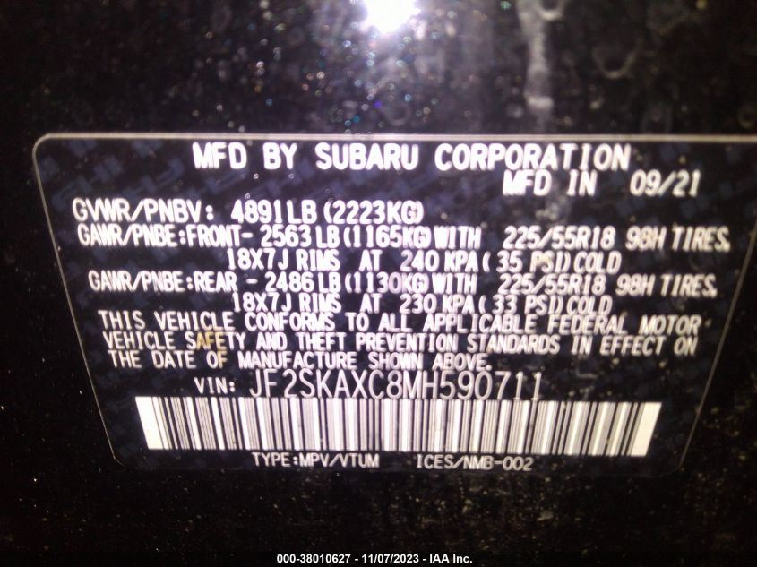 2021 SUBARU FORESTER TOURING - JF2SKAXC8MH590711