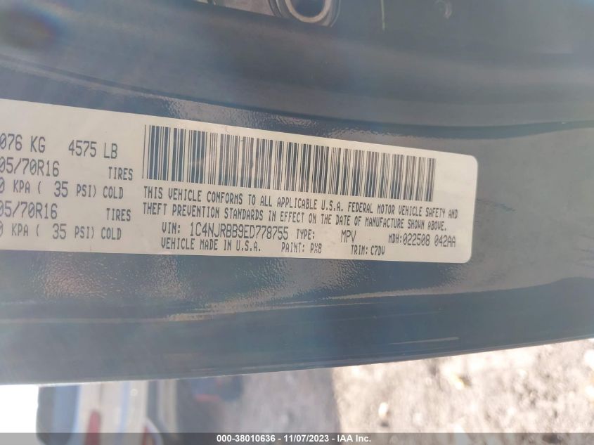 2014 JEEP PATRIOT - 1C4NJRBB9ED778755