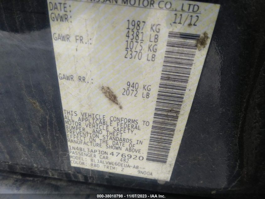 2013 NISSAN ALTIMA 3.5 SL - 1N4BL3AP3DN476920