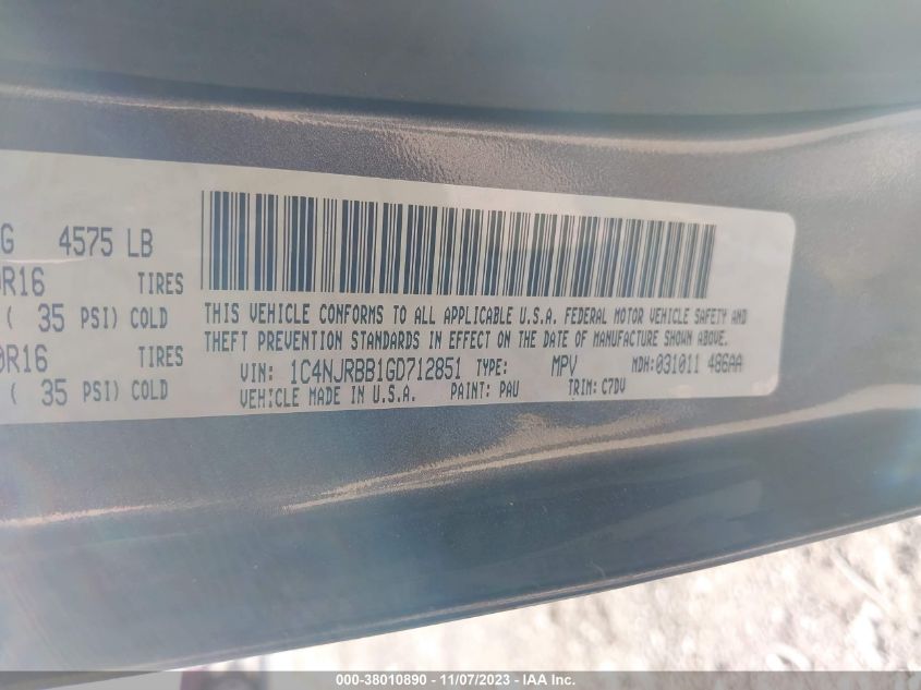 2016 JEEP PATRIOT SPORT - 1C4NJRBB1GD712851