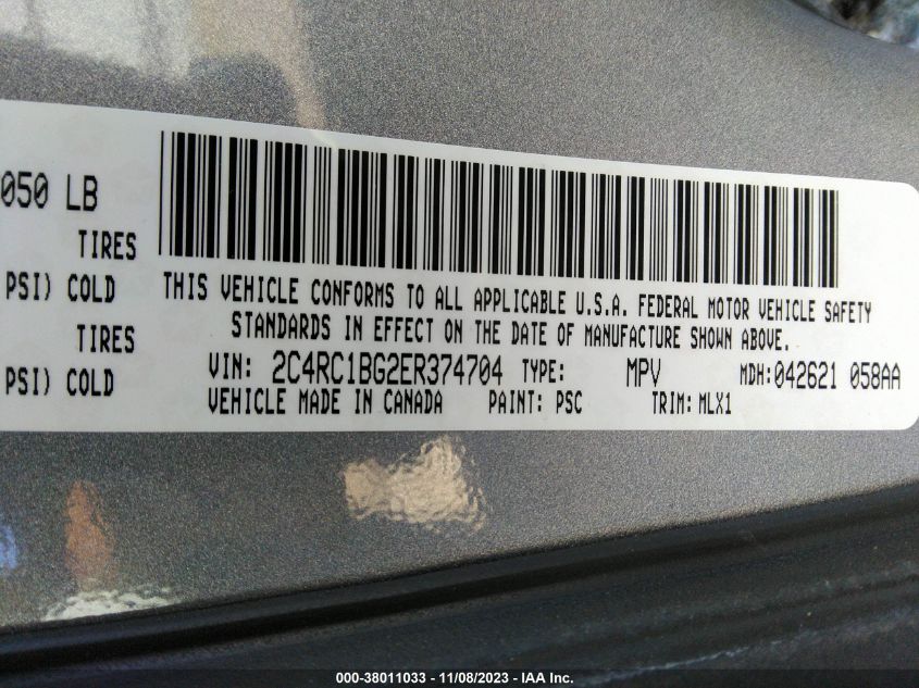 2014 CHRYSLER TOWN & COUNTRY TOURING - 2C4RC1BG2ER374704