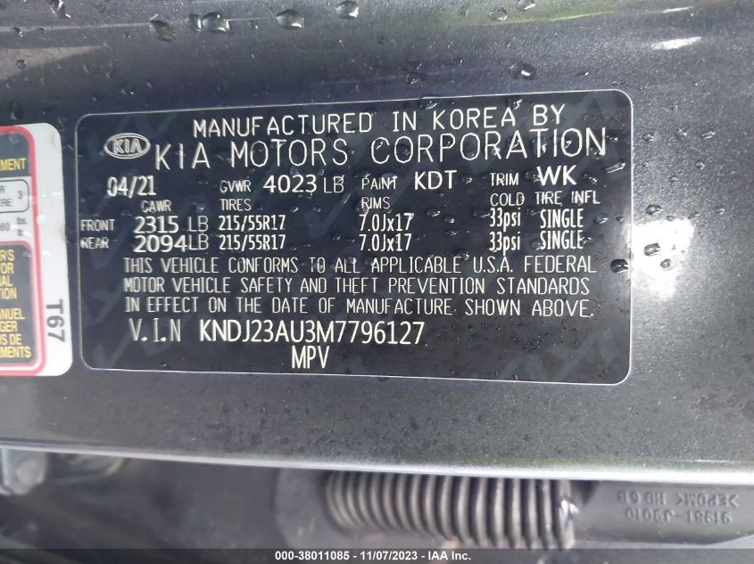2021 KIA SOUL LX/X LINE/S - KNDJ23AU3M7796127