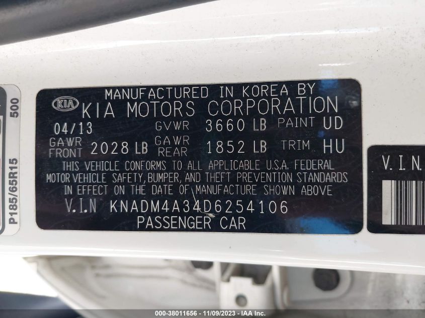 2013 KIA RIO LX - KNADM4A34D6254106